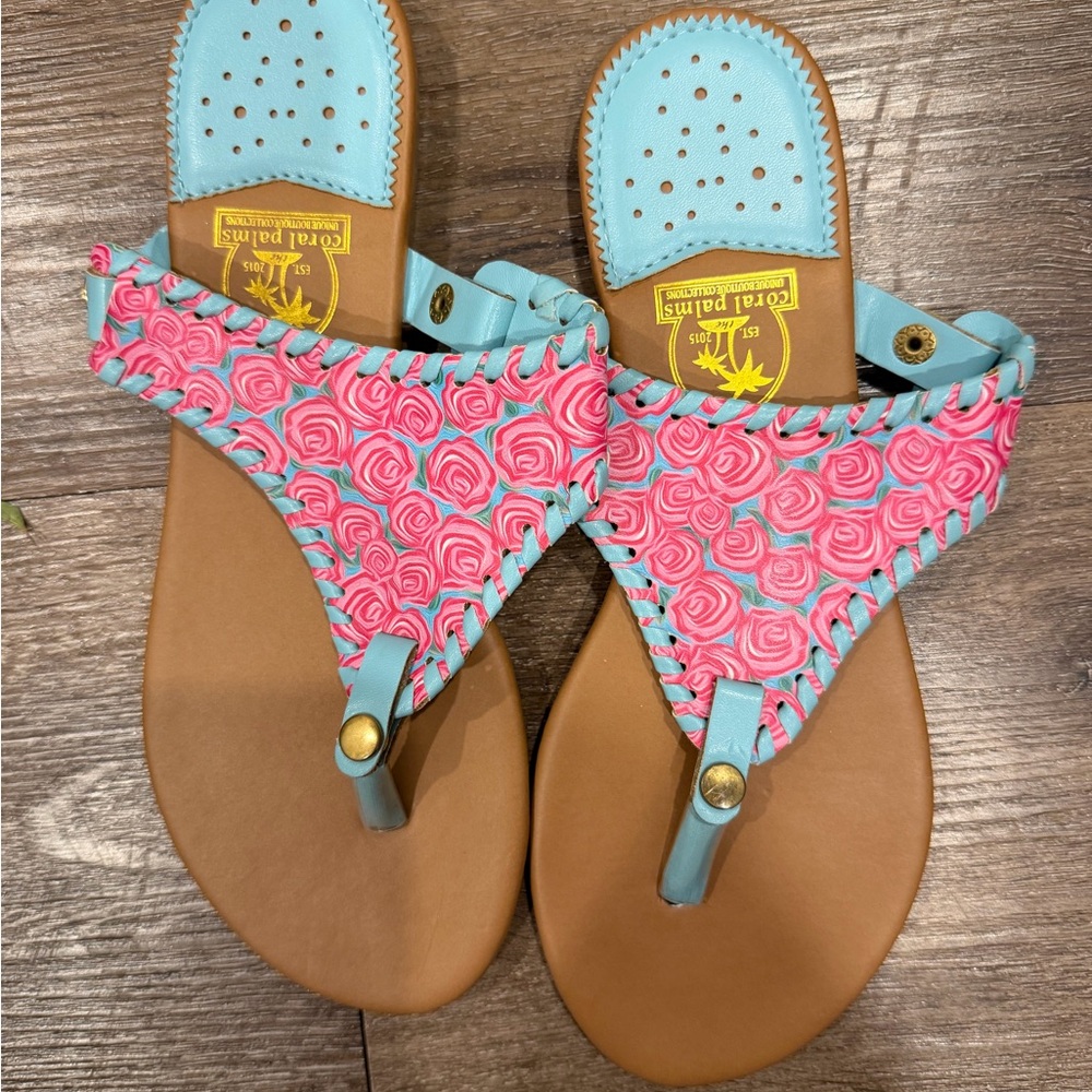 NEVER WORN Women's Pink and Blue Sandals